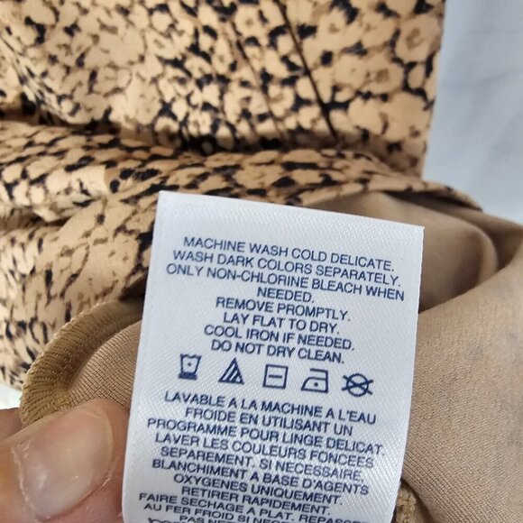 Lands" End Tan Black Animal Print Jersey Fit & Flare Dress Office Preppy 10 - Picture 14 of 15